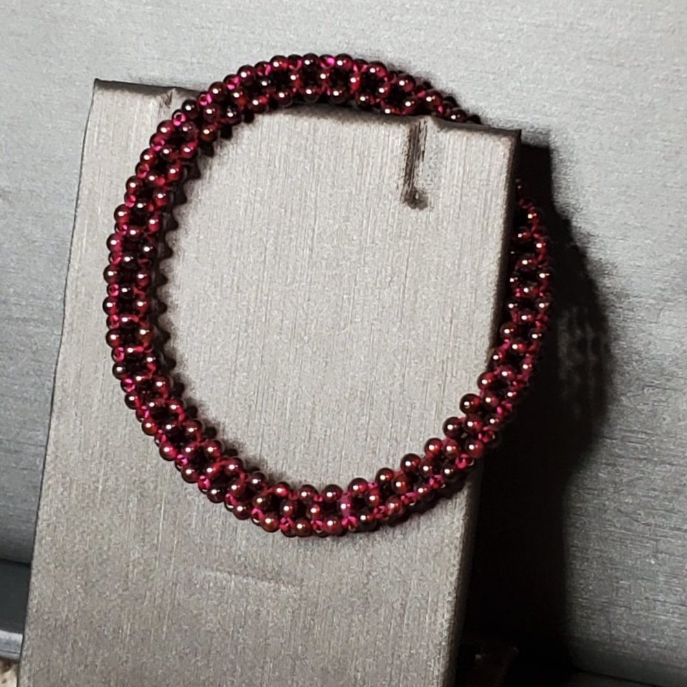Handcrafted Genuine Garnet Stretch Bracelet